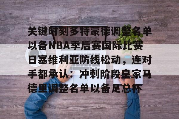 乐动-关键时刻多特蒙德调整名单以备NBA季后赛国际比赛日塞维利亚防线松动，连对手都承认：冲刺阶段皇家马德里调整名单以备足总杯(多特蒙德2024阵容)